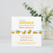Invitation de Baby shower Whimsical Ducks Blue Dot (Debout devant)