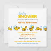 Invitation de Baby shower Whimsical Ducks Blue Dot (Devant)