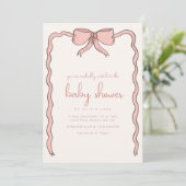 Invitation de Baby shower Whimsical Pink Bow (Debout devant)