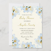 Invitation de Baby shower White Lilies avec code Q (Devant)