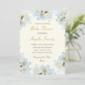 Invitation de Baby shower White Lilies avec code Q (Debout devant)