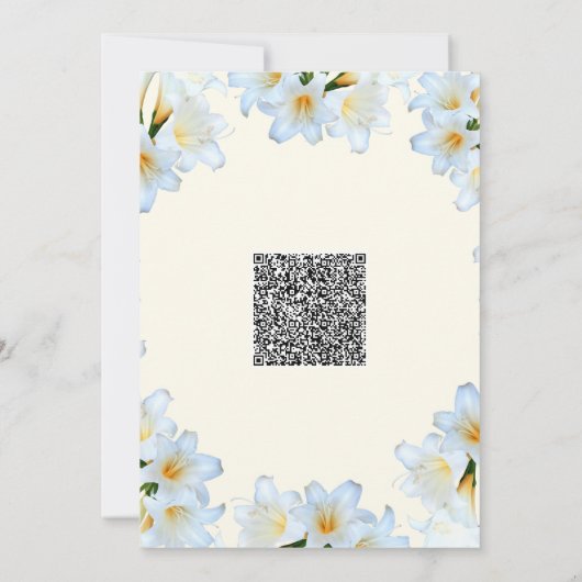 Invitation de Baby shower White Lilies avec code Q (Dos)