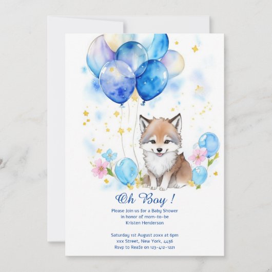 Invitation de Baby shower Wolf Boy (Devant)