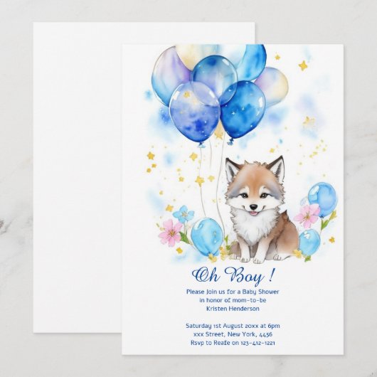 Invitation de Baby shower Wolf Boy (Devant / Derrière)