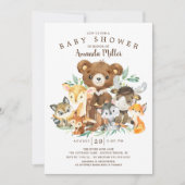 Invitation de Baby shower Woodland Friends (Devant)