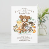 Invitation de Baby shower Woodland Friends (Debout devant)