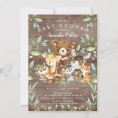 Invitation de Baby shower Woodland Friends (Devant)