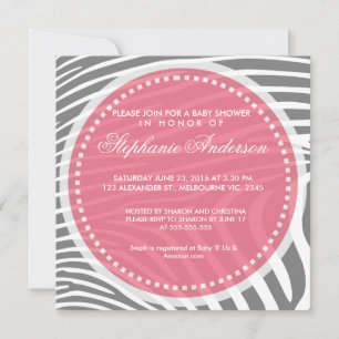 invitation de baby shower zèbre personnalisé