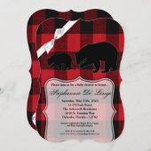 Invitation de Baby showers 5x7 Ours Plaid de Buffa (Devant / Derrière)