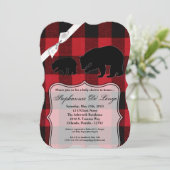 Invitation de Baby showers 5x7 Ours Plaid de Buffa (Debout devant)