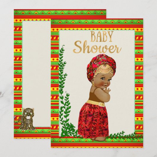 Invitation de Baby showers africains avec de petit (Devant / Derrière)