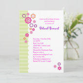 Invitation de Baby showers avec fleurs et bande (Debout devant)