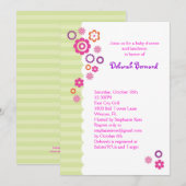 Invitation de Baby showers avec fleurs et bande (Devant / Derrière)