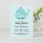 Invitation de Baby showers C'est une baleine de ga (Debout devant)