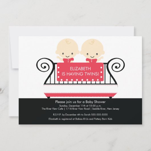 Invitation de Baby showers de lits d'enfant CHIC T (Devant)