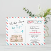 Invitation de Baby showers de voyage, Invitations  (Debout devant)