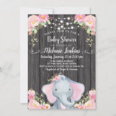 Invitation de Baby showers d'éléphants de filles (Devant)