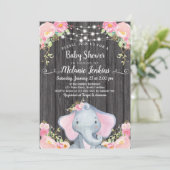 Invitation de Baby showers d'éléphants de filles (Debout devant)