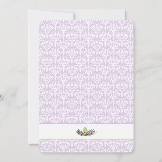 Invitation de Baby showers en Lavande et Vert (Dos)