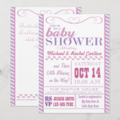 Invitation de Baby showers filles (Devant / Derrière)