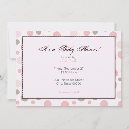 Invitation de Baby showers filles (Dos)