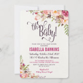 Invitation de Baby showers floraux de Boho Fleur r (Devant)