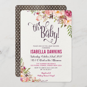 Invitation de Baby showers floraux de Boho Fleur r