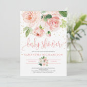 Invitation de baby showers floraux rose BLush (Debout devant)