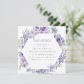 Invitation de baby showers floraux violets Lilac (Debout devant)