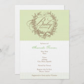 Invitation de Baby showers français - Vert (Devant / Derrière)