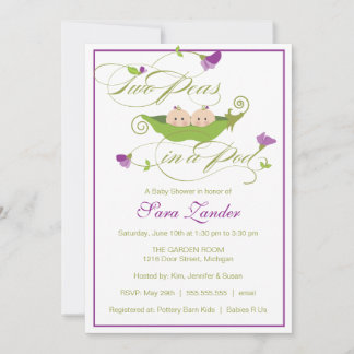 Invitation de Baby showers - Jumeaux de pois pour