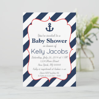 Invitation de Baby showers nautiques de la Marine 