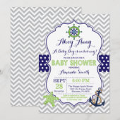Invitation de Baby showers nautiques Marine Grey g (Devant / Derrière)