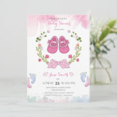 Invitation de Baby showers pour filles roses perso (Debout devant)