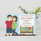 Invitation de Baby showers pour un garçon (Debout devant)