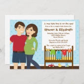 Invitation de Baby showers pour un garçon (Devant / Derrière)