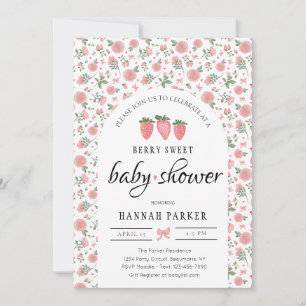 Invitation de Baby showers Rose et fraises