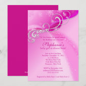 Invitation de Baby showers roses Snowflakes d'hive (Devant / Derrière)