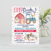 Invitation de baby showers thématiques de la ferme (Debout devant)