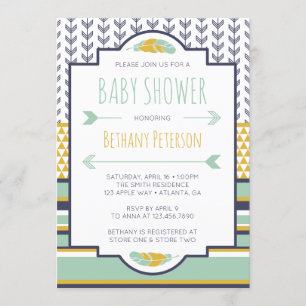 Invitation de Baby showers tribaux, Aztec, Flèches