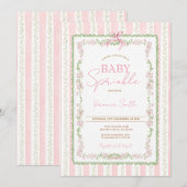 Invitation de Baby Sprinkle au Ruban Floral Rose (Devant / Derrière)