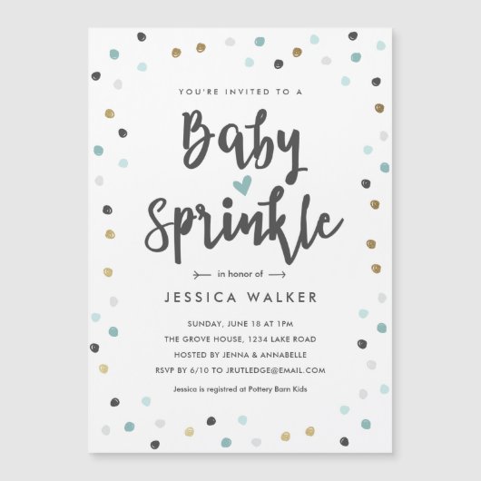Invitation de Baby Sprinkle de Type Confettis Bleu (Devant)