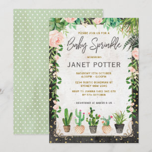 Invitation de Baby Sprinkle Fiesta Bébé Cactus Ver