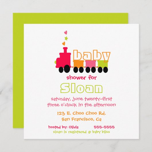 Invitation de Baby Train (Devant / Derrière)