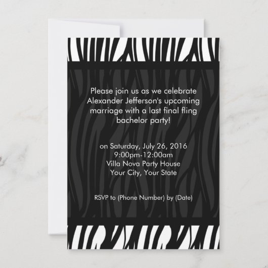 Invitation de bachelor en smoking noir (Dos)