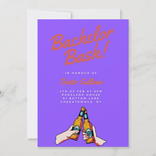 Invitation de Bachelor moderne audacieuse (Devant)
