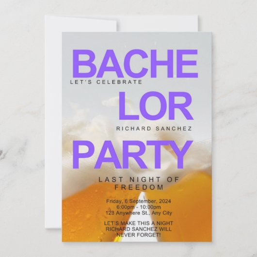 Invitation de Bachelor Party inspirée de la bière (Devant)