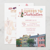 Invitation de Bachelorette à Charleston & Itinérai (Devant / Derrière)