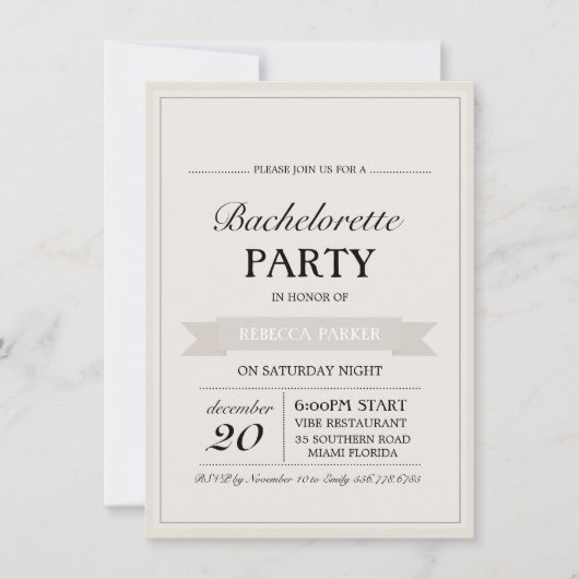 Invitation de Bachelorette Affiche Vintage Crème (Devant)
