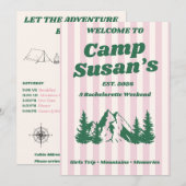 Invitation de Bachelorette au camp rose | Modifiab (Devant / Derrière)